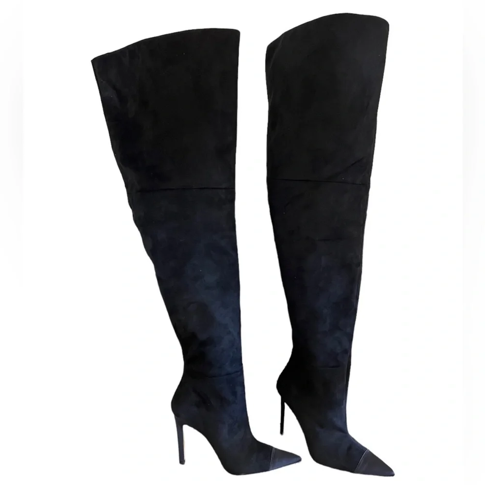 NWOT GOOD AMERICAN Over the Knee Slouch Boot Black 4